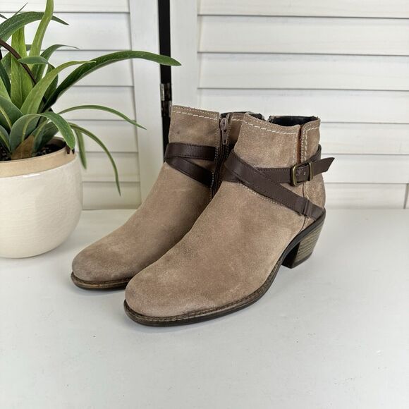 Bos & Co Tan Suede Leather Greenville Waterproof Ankle Boot Zip EU 38‎ US 7-7.5 - Picture 1 of 12